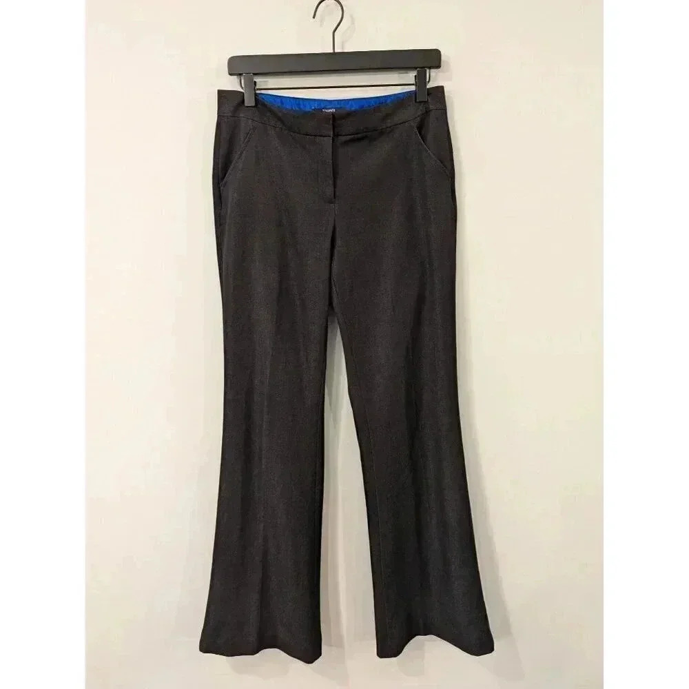 Tahari Women's Dress Pants Size 6 Black Polyester‎ Rayon Blend With Flared Leg